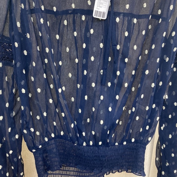Free People Polka Dot Smocked Blouse NWT - Picture 4 of 6